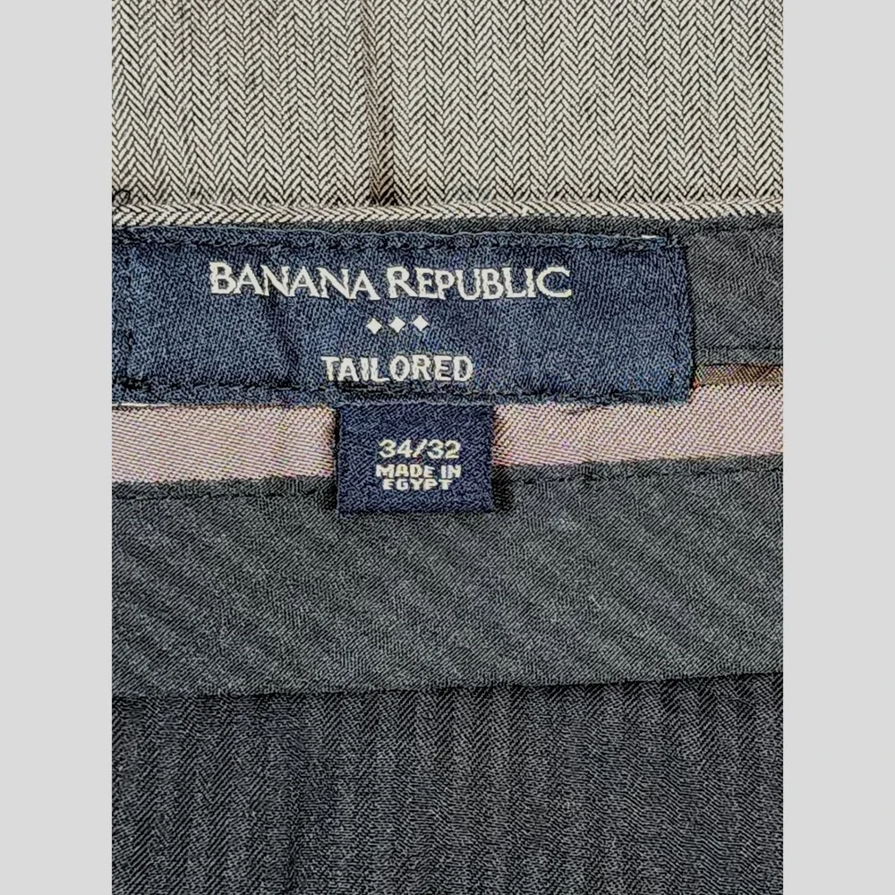 Banana Republic Dress Pants‎ Men 34x32 Brown Herringbone Tailored Flat Front